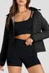 Solid Color Zip-up Quilted Puffer Jacket